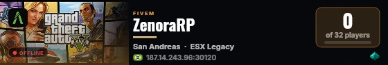 ZenoraRP live status badge