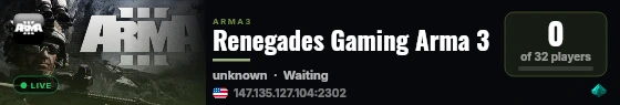 Renegades Gaming Arma 3 live status badge