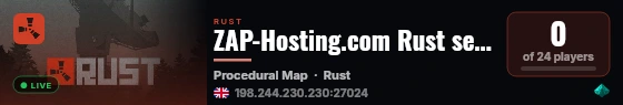 ZAP-Hosting.com Rust serverhosting live status badge