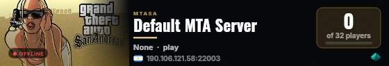 Default MTA Server live status badge