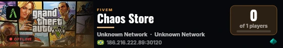 Chaos Store live status badge