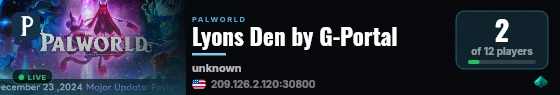 Lyons Den by G-Portal live status badge