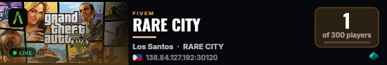 RARE CITY live status badge