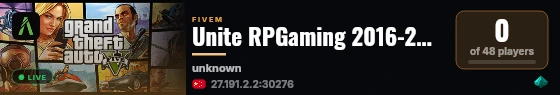 Unite RPGaming 2016-2026 live status badge