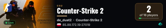 Counter-Strike 2 live status badge