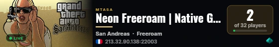 Neon Freeroam | Native GTA Traffic live status badge