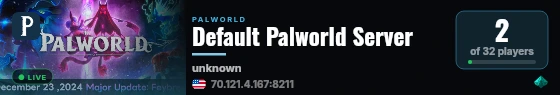 Default Palworld Server live status badge