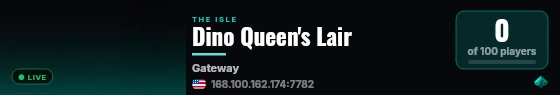 Dino Queen's Lair live status badge