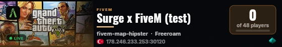 Surge x FiveM (test) live status badge