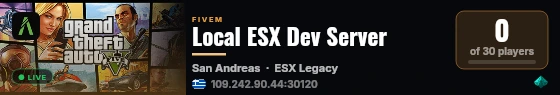Local ESX Dev Server live status badge