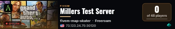 Millers Test Server live status badge