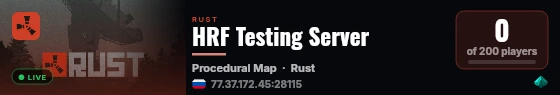 HRF Testing Server live status badge