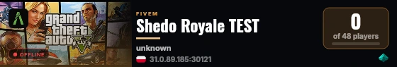 Shedo Royale TEST live status badge