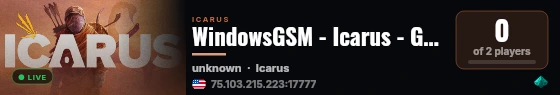 WindowsGSM - Icarus - Gasguy live status badge