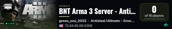 BNT Arma 3 Server - Antistasi live status badge