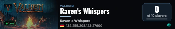 Raven's Whispers live status badge