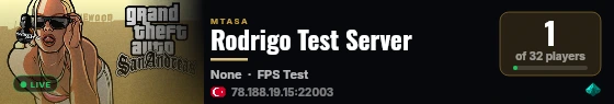Rodrigo Test Server live status badge