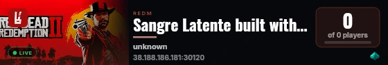 Sangre Latente built with RedM Basic Server! live status badge