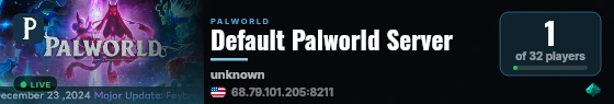 Default Palworld Server live status badge