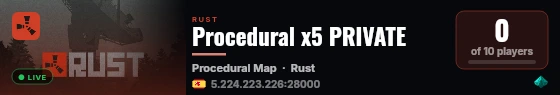 Procedural x5 PRIVATE live status badge