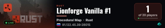 Lionforge Vanilla #1 live status badge