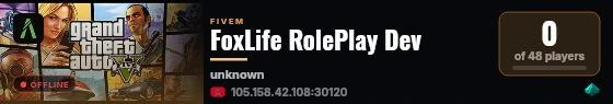 FoxLife RolePlay Dev live status badge