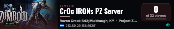 CrOc IRONs PZ Server live status badge