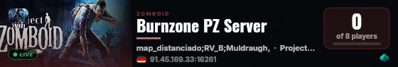 Burnzone PZ Server live status badge