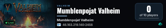 Mumblenpojat Valheim live status badge