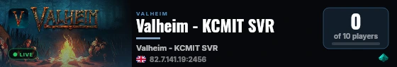 Valheim - KCMIT SVR live status badge