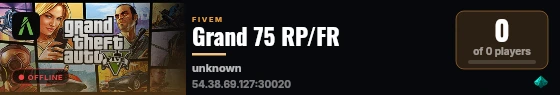 Grand 75 RP/FR live status badge