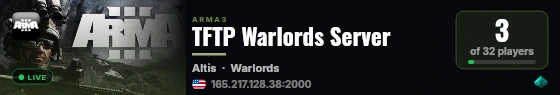 TFTP Warlords Server live status badge
