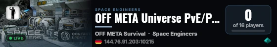 OFF META Universe PvE/PvP live status badge