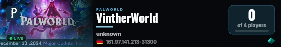 VintherWorld live status badge