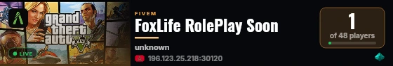 FoxLife RolePlay Soon live status badge