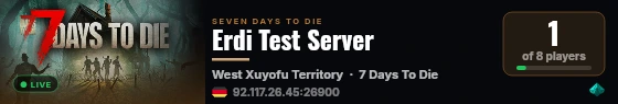 Erdi Test Server live status badge
