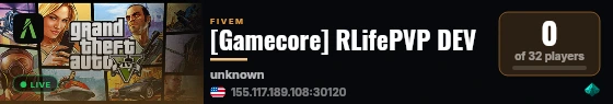 [FiveM Basic Server] RLifePVP DEV live status badge