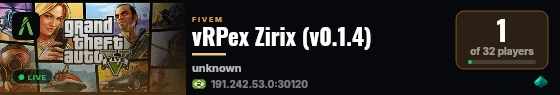 vRPex Zirix (v0.1.4) live status badge
