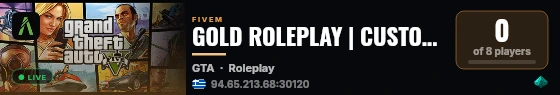 GOLD ROLEPLAY | CUSTOM SCRIPTS | ACTIVE STAFF/POLICE/AMBULANCE live status badge