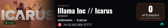 Illama Inc // Icarus live status badge