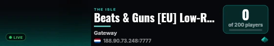 Beats & Guns [EU] Low-Rules (1.3x Grow) live status badge