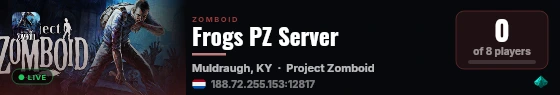 Frogs PZ Server live status badge