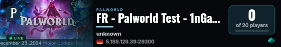 FR - Palworld Test - 1nGames live status badge