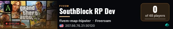 SouthBlock RP Dev live status badge