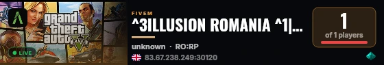 ^3ILLUSION ROMANIA ^1| STAFF FREE |^0AMedium Roleplay live status badge