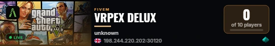 VRPEX DELUX live status badge