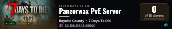 Panzerwax PvE Server live status badge