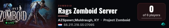 Rags Zomboid Server live status badge