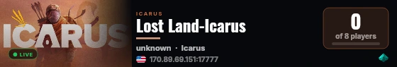 Lost Land-Icarus live status badge