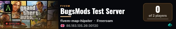 BugsMods Test Server live status badge